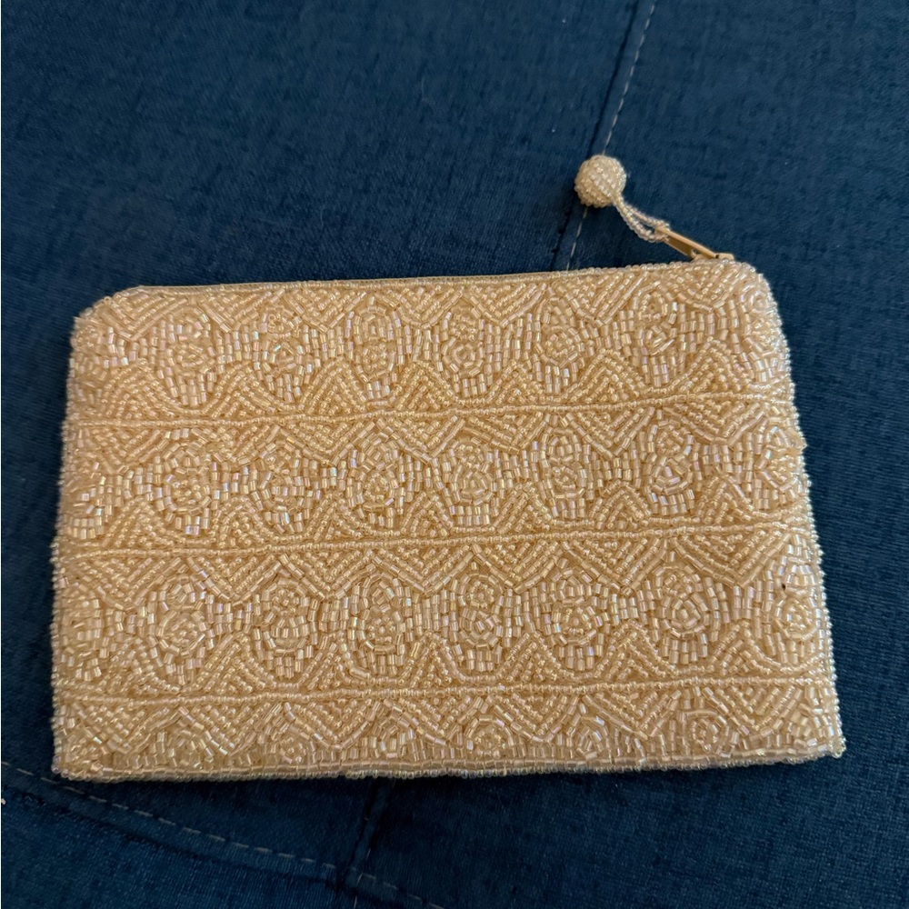 EUC Vintage Gold Beaded Clutch